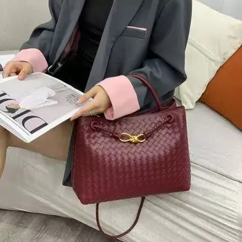 Сумка с бантом, модная женская плетеная сумка, сумка через плечо на одно плечо 25*9*19