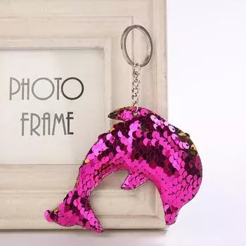 Сумка с блестками, подвесной светоотражающий блестящий брелок с дельфином, украшения, брелок для ключей от автомобиля, подвеска 8*14cm розовый