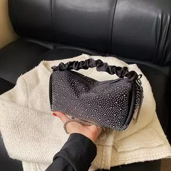 Сумка с бриллиантами, женская, новинка 2024 года, модная, текстурированная, цепная, переносная, наплечная сумка, яркая, бриллиантовая, универсальная, сумка-мессенджер