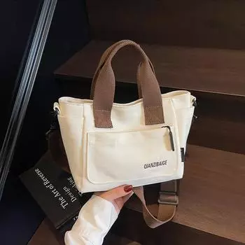 Сумка с буквенным принтом Холщовая сумка Женская сумка через плечо бежевый