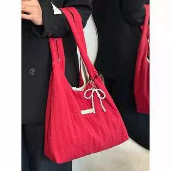 Сумка с буквенным принтом, женская большая нейлоновая сумка через плечо, повседневная универсальная переносная сумка на шнурке