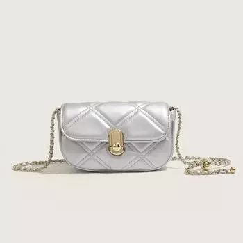 Сумка с цепочкой из серебра и бриллиантов для женщин, весенняя модная универсальная сумка через плечо, текстура, модная маленькая квадратная сумка