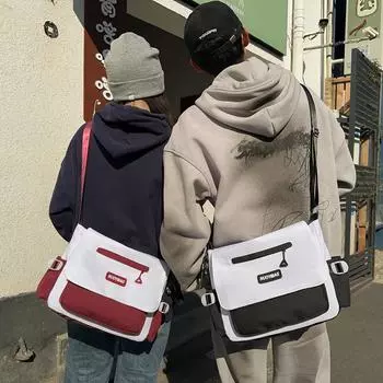 Сумка с цветными блоками, студенческая сумка через плечо, женская и мужская сумка-мессенджер зелёный