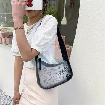 Сумка с граффити Niche Design, женская, 2024 года, новая модная универсальная сумка через плечо, повседневная сумка для поездок на работу подмышкой