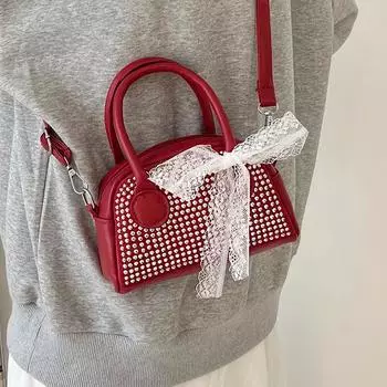 Сумка с инкрустацией из бриллиантов для женщин, новая большая вместительная сумка-подушка со стразами, простая высококачественная фактурная сумка через плечо на одно плечо