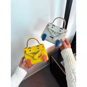 Сумка с изображением улыбающегося лица, высококачественная кожаная сумка Millennium Doll с верхним слоем, симпатичная сумка через плечо, новинка 2025 года, женская сумка 16x6x13cm синий