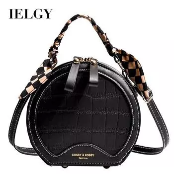 Сумка с каменным узором IELGY, модная текстура, иностранный стиль, портативная, индивидуальная, через плечо, маленькая круглая сумка чёрный