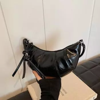 Сумка с круассанами, женская новинка 2024 года, однотонная универсальная сумка через плечо, дизайнерская нишевая сумка через плечо, пригородная сумка чёрный