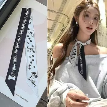 Сумка с леопардовым принтом, узкий шелковый шарф для женщин, роскошные платки, женские галстуки, платки для головы as the picture