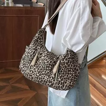 Сумка с леопардовым принтом, женская, большая вместимость, винтажная сумка через плечо леопардовый