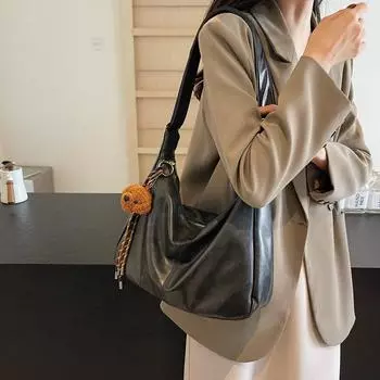 Сумка с леопардовым принтом, женская, большой емкости, новинка 2024 года, осень-зима, универсальная, повседневная, высокого класса, сумка через плечо на одно плечо чёрный