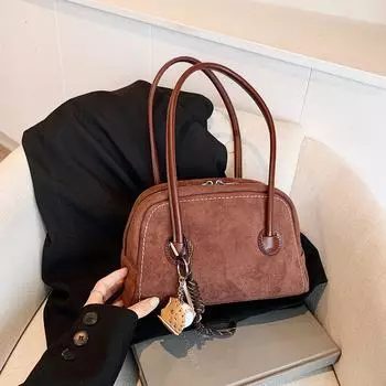 Сумка с матовой текстурой, стильная высококачественная сумка через плечо с длинными плечевыми ремешками, сумка через плечо в стиле ретро с подмышечной впадиной