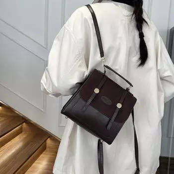 Сумка с матовой текстурой, женский небольшой рюкзак для поездок на работу 2024 года популярен в этом году, тренд ретро-сумок-мессенджеров чёрный