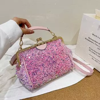 Сумка с пайетками Clip 2024, европейский и американский индивидуальный дизайн, знаменитости из Интернета, иностранный стиль, переносная сумка-мессенджер через плечо белый