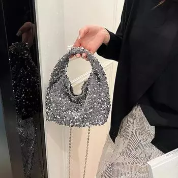 Сумка с пайетками Женская сумка на плечо Модная трендовая сумка Сумка через плечо Женская дизайнерская сумка Кошельки и сумки-тоуты one size чёрный