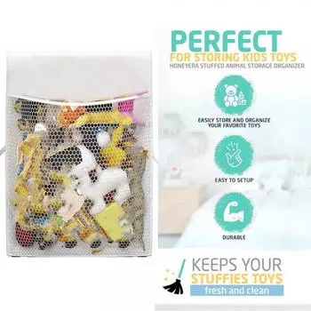 Сумка с плюшевыми игрушками, большая вместимость, подвесная сумка для хранения мягких игрушек, компактный органайзер на спинку стула серый