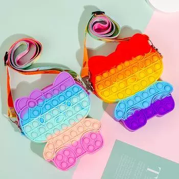 Сумка с подвеской для игрушек, игрушки для снятия стресса с пузырьками для взрослых и детей красный