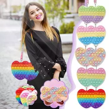 Сумка с подвеской для игрушек, игрушки для снятия стресса с пузырьками для взрослых и детей B