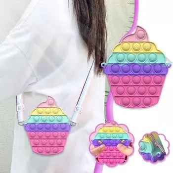 Сумка с подвеской для игрушек, игрушки для снятия стресса с пузырьками для взрослых и детей