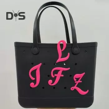 Сумка с подвеской в виде буквы для сумки Bogg Многоразовая сумка из крокодила 26 Подвеска с алфавитом Крокодиловая обувь Украшение Аксессуары Пляжная сумка Сумка Подвеска с буквой S