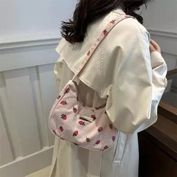 Сумка с принтом подмышкой вельветовая сумка через плечо нишевая литературная сумка модная новая тенденция бархатная женская сумка розовый