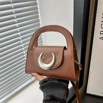 Сумка с пряжкой Moon, женская, летняя, 2024, новая, повседневная, однотонная, через плечо, женская, фактурная, персонализированная сумка чёрный