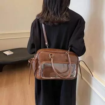 Сумка с ретро-фактурой, женская сумка 2024 года, новый простой многофункциональный рюкзак, повседневный рюкзак, сумка-тоут коричневый