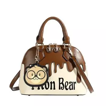 Сумка с рисунком из панциря мультяшного медведя, простая и повседневная. кофейный