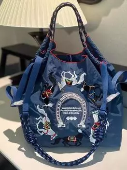 Сумка с шариковой цепочкой Экологичная сумка для покупок Сумка женская Сумка через плечо Косая подвесная сумка Сумка-мессенджер Сумка-мессенджер Crossbody... M синий