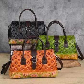 Сумка с тиснением, многофункциональная сумка через плечо из кожи в китайском стиле в стиле ретро Length 33cm Width 10cm Height 19cm