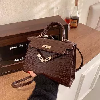 Сумка с узором из камня и крокодиловой кожи, женская новая модная фактурная сумка, ретро-модная сумка-мессенджер, сумка через плечо