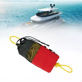 Сумка с веревкой — необходимое спасательное снаряжение для катания на лодке красный