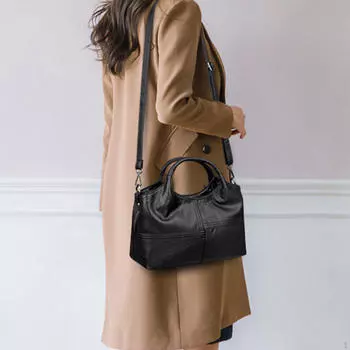 Сумка с верхней ручкой для женщин, регулируемый плечевой ремень, сумка для покупок чёрный