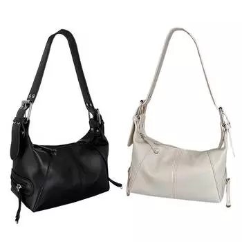 Сумка с верхней ручкой из искусственной кожи, кошелек для мотоциклиста, крутые бродяги для девочек, модные повседневные портативные простые изысканные Y2K для выходных и отпуска белый