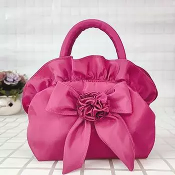 Сумка с верхней ручкой, рюшами и бантом, портативная гладкая сумка для монет на молнии для вечеринок фиолетовый