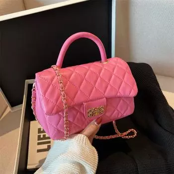 Сумка с вышитыми ромбами, женская сумка, лето 2024, новая популярная сумка-мессенджер с цепочкой, универсальная портативная маленькая квадратная сумка белый