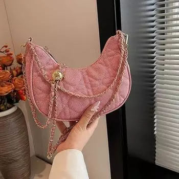 Сумка с вышивкой нитью Lingge для женщин, новинка 2024 г., тканая ткань Niche, сумка для пельменей на одно плечо, высококачественная цепочка в западном стиле с диагональным крестом