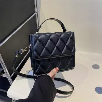 Сумка с вышивкой ромбами, женская новая фактурная сумка-перекидная маленькая квадратная сумка, однотонная, темпераментная сумка через плечо, женская сумка прилив белый