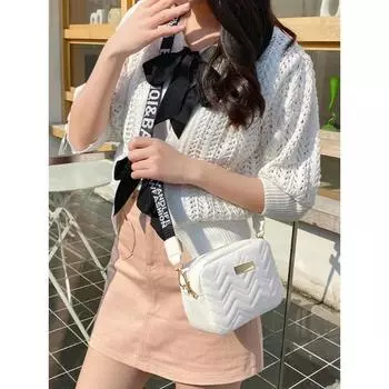 Сумка с вышивкой в виде волны, квадратный ремень на плечо с принтом, большая вместимость, сумка через плечо для женщин