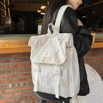 Сумка с вышивкой, женская сумка через плечо, большая вместимость, рюкзак в стиле колледжа, школьный рюкзак для школьников чёрный