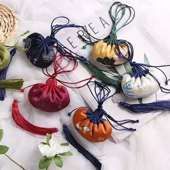 Сумка-саше для хранения в китайском стиле в честь праздника лодок-драконов, маленький пустой подарочный мешочек бежевый