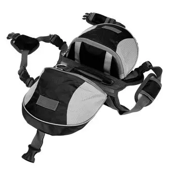 Сумка-седло для собак, регулируемый рюкзак для путешествий с боковыми карманами для собак среднего и большого размера L чёрный