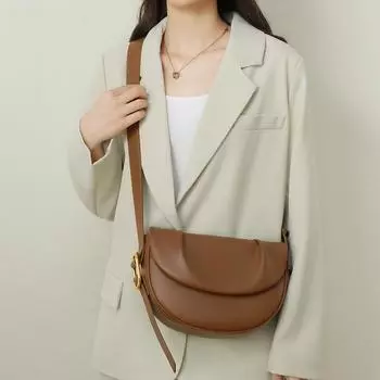 Сумка-седло из гофрированной воловьей кожи с плиссировкой подмышкой, сумка на плечо из натуральной кожи на весну/лето, сумка через плечо Niche чёрный