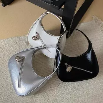 Сумка-седло из искусственной кожи с серебряным шариком на плече, сумка через плечо Niche Design, маленькая сумка-полумесяц подмышкой