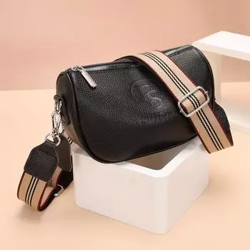 Сумка-седло из коровьей кожи первого слоя, женская модная кожаная сумка через плечо с широким ремнем через плечо белый