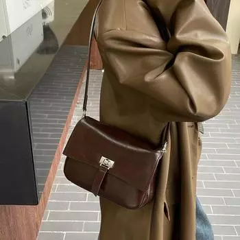 Сумка-седло Niche Luxury Женская сумка через плечо Маленькая квадратная сумка из натуральной кожи Женская сумка Сумка подмышкой чёрный