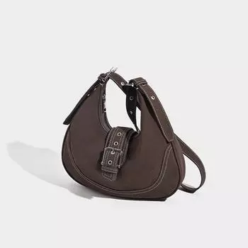 Сумка-седло Retro Frosted Saddle Bag осень 2024 г.: Высококачественная контрастная цветная универсальная сумка и сумка-мессенджер на одно плечо подмышкой коричневый