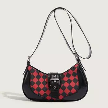 Сумка-седло в стиле ретро из клетчатой ткани для женщин, корейская горячая сумка подмышкой, высококачественная фактурная сумка через плечо на одно плечо