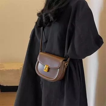 Сумка-седло в стиле ретро, однотонная женская сумка, универсальная сумка через плечо, сумки One Size кофейный