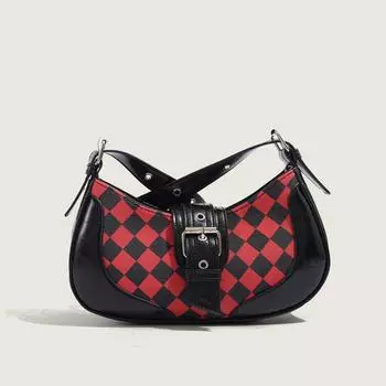 Сумка-седло в стиле ретро с клетчатым узором для женщин в корейском стиле, сумка через плечо, модная фактурная сумка через плечо